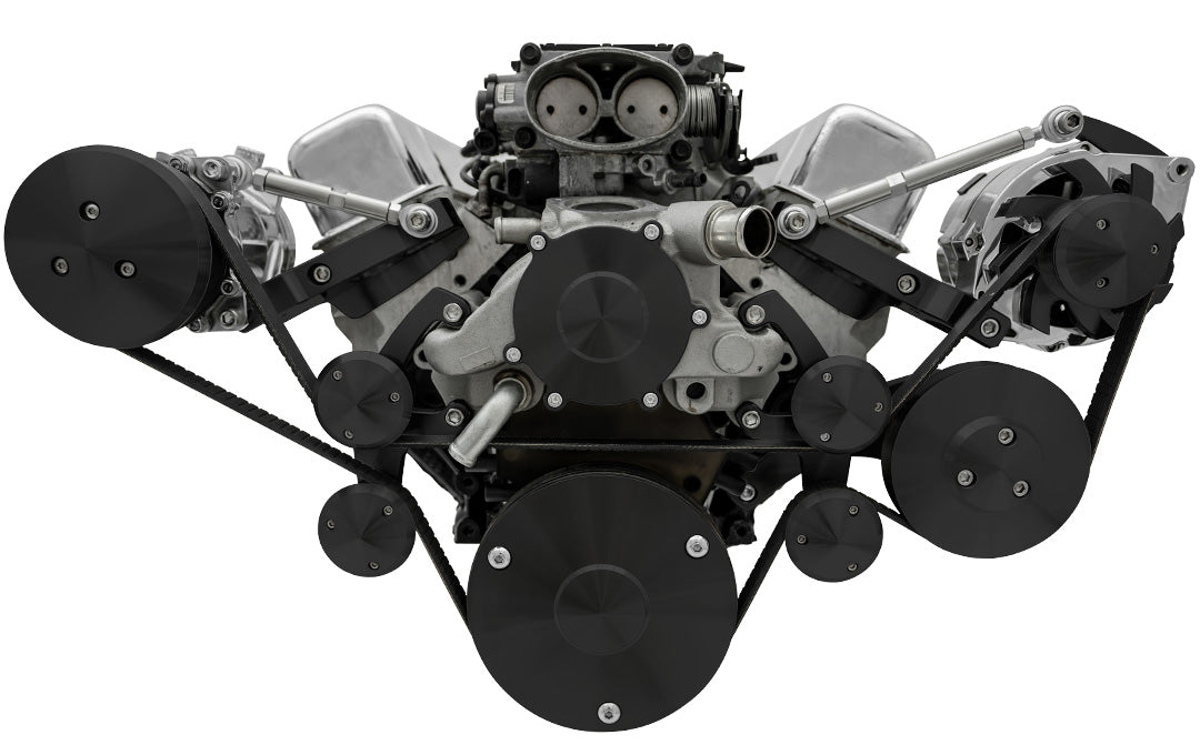 Chevy LT1 Gen II Serpentine Conversion; Outward; AC & PS; GMT2; Camaro; Black - PhishStones Products