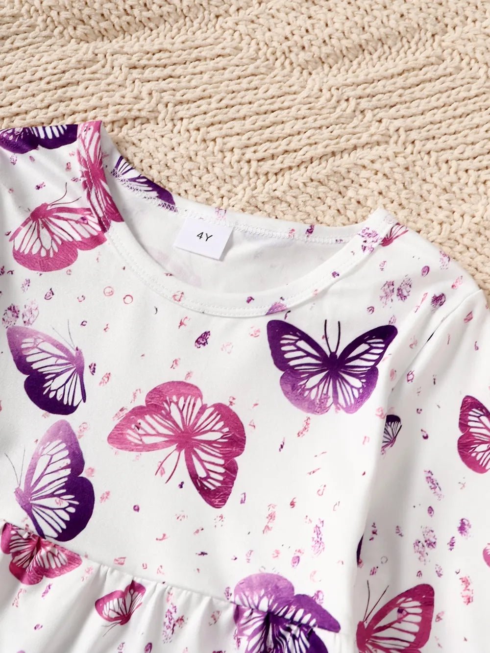 Children's Butterfly Print Top and Flare Pants Set - PhishStones Products