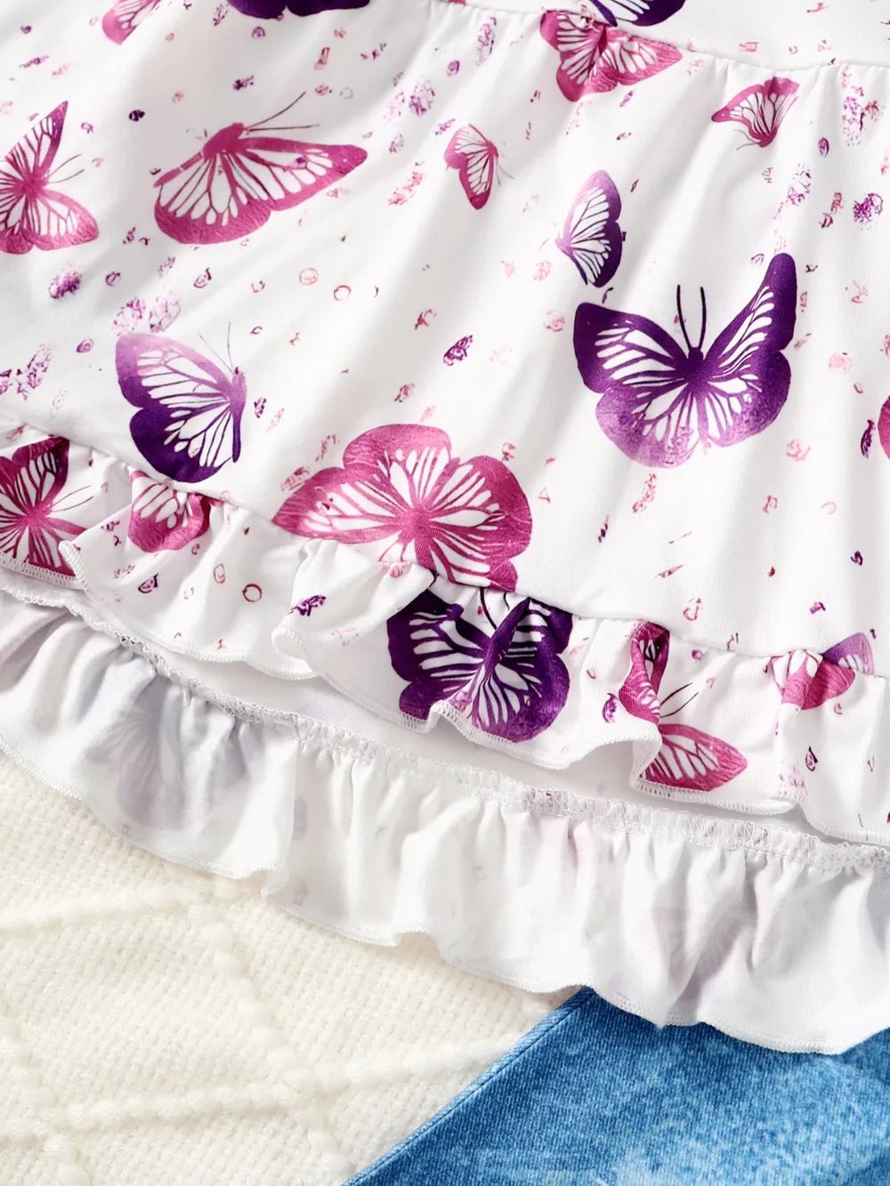 Children's Butterfly Print Top and Flare Pants Set - PhishStones Products