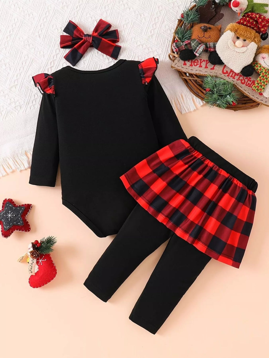 Children's Christmas Bodysuit and Pants Set with Headband - PhishStones Products
