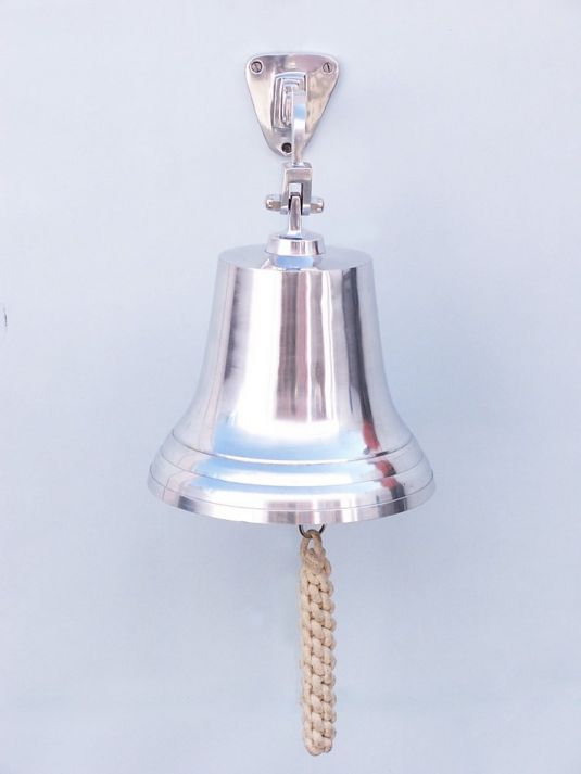 Chrome Hanging Ship's Bell 15""