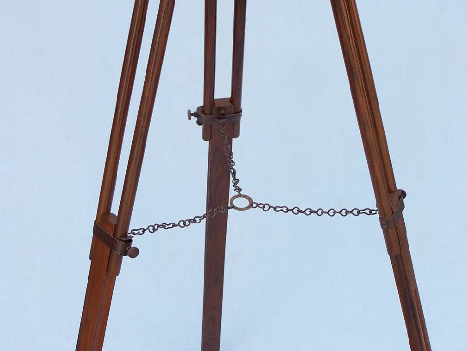 Floor Standing Antique Copper With Leather Harbor Master Telescope 50""