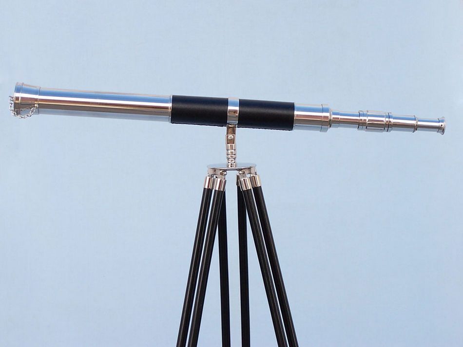 Admirals Floor Standing Chrome with Leather Telescope 60""