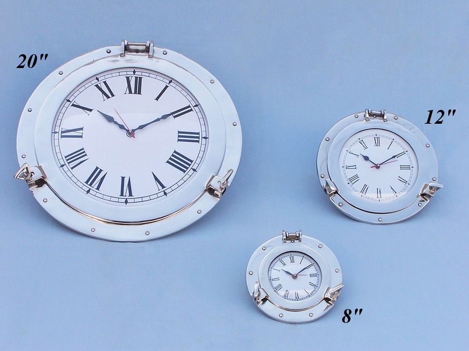 Chrome Decorative Ship Porthole Clock 12""