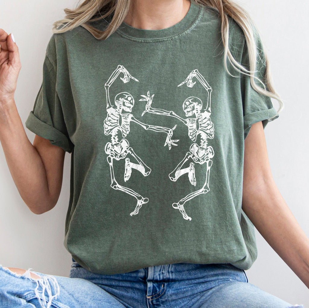 Dancing Skeletons Retro Halloween Vintage Inspired Midnight Moonlit Dance Party Comfort Colors Tee