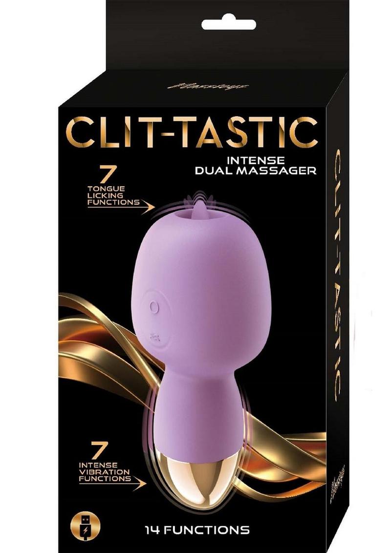 Clit - Tastic Intense Dual Massager Rechargeable Silicone Vibrator with Clitoral Stimulator - PhishStones Products