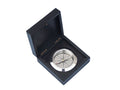 Chrome Captain's Desk Compass w/ Black Rosewood Box 4""