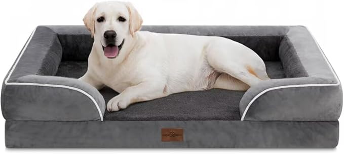 Comfort Expression Dog Beds for Extra Large Dogs, Waterproof Orthopedic Dog Bed Jumbo Breed, PV Washable Dogs Sofa with Removable Cover & Non - Slip Bottom(Dark Grey) - PhishStones Products