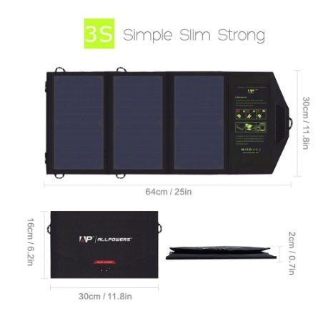 Compatible with Apple, ALLPOWERS 5V21W Portable Phone Charger Solar Charge Dual USB Output Mobile Phone Charger for iPhone Samsung Smartphone - PhishStones Products