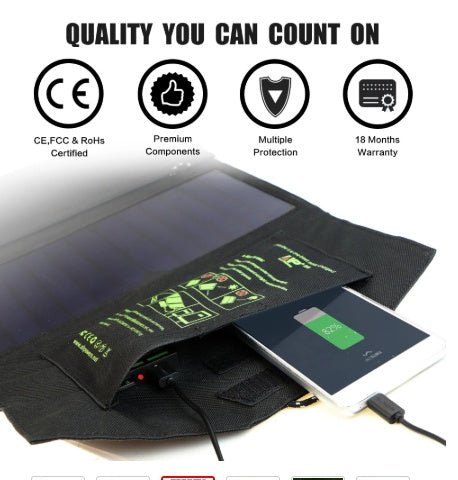 Compatible with Apple, ALLPOWERS 5V21W Portable Phone Charger Solar Charge Dual USB Output Mobile Phone Charger for iPhone Samsung Smartphone - PhishStones Products