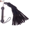 Real Cowhide Suede Leather Black Nunchaku Flogger 25 Falls and Swivel Handle | Handcrafted BDSM Impact Whip