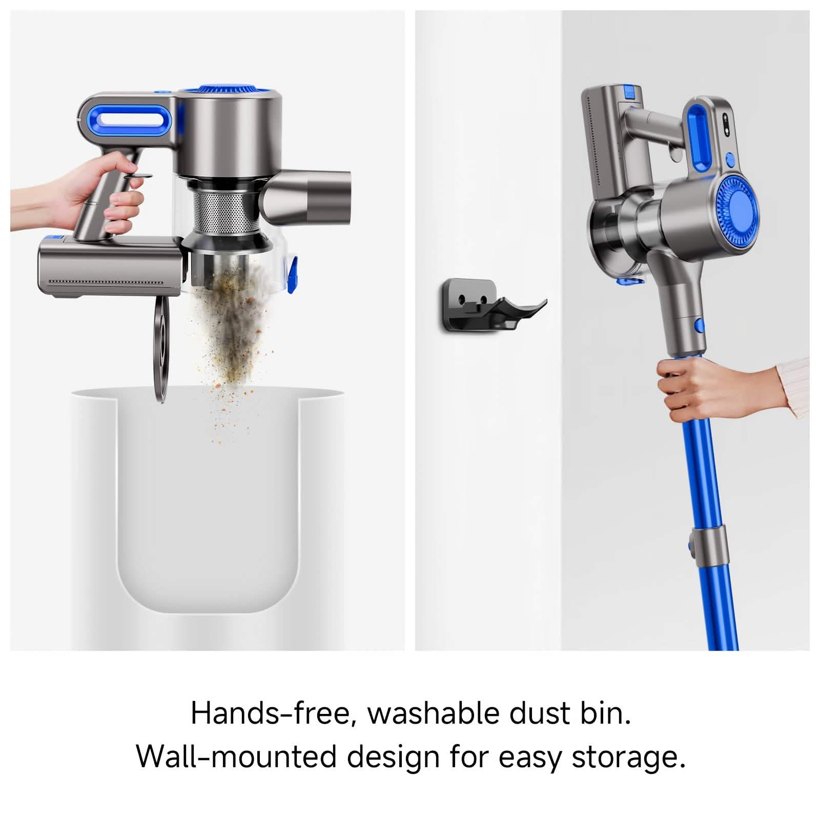 Cordless Vacuum Cleaner with LED Light & Removable Battery – Blue - PhishStones Products