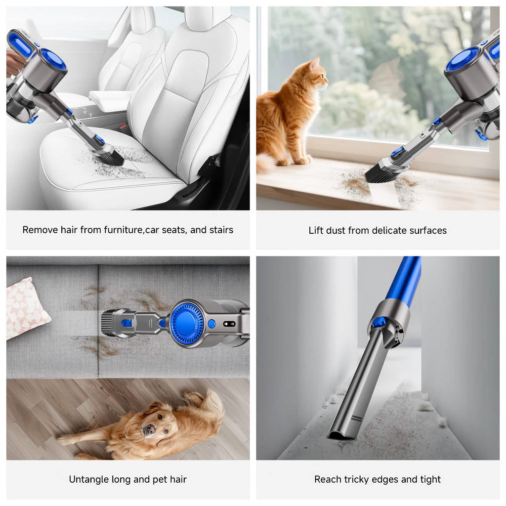 Cordless Vacuum Cleaner with LED Light & Removable Battery – Blue - PhishStones Products