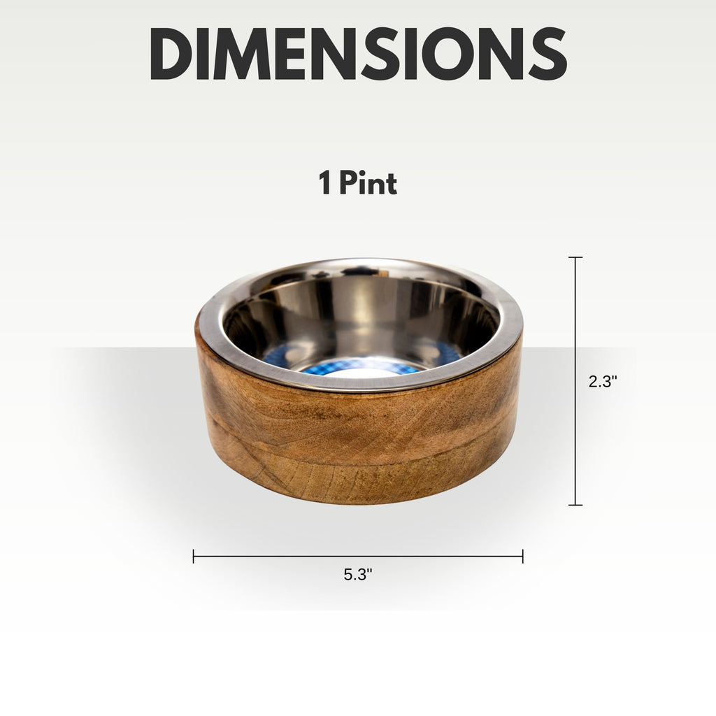 Country Living Stainless Steel Dog Bowl with Cylindrical Mango Wood Holder