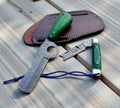 Cowboy Bull Cutter Knives Set - Handmade Damascus Blades & CrossDraw Sheath - PhishStones Products