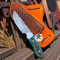 COWBOY KNIFE 3.25" DAMASCUS BLADE WITH PINE CONE RESIN HANDLE - PhishStones Products