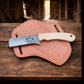Cowboy Knife Rasp Steel Blade Bone Handle with Pancake Sheath - PhishStones Products