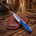 Cowboy Knife Rasp Steel Blade Epoxy Resin Handle Pancake Sheath - PhishStones Products