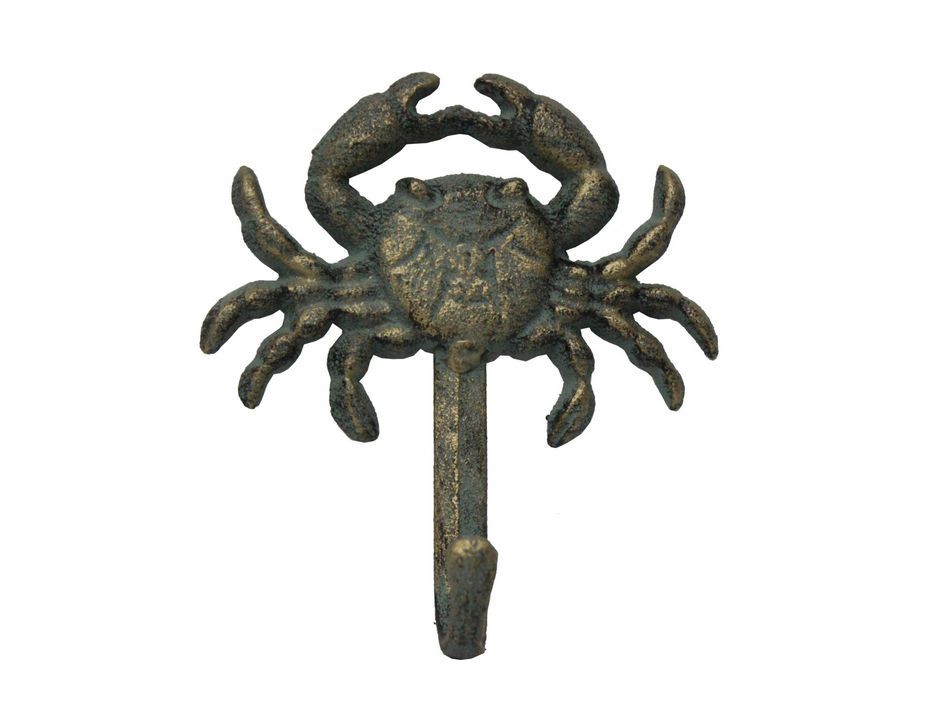 Antique Seaworn Bronze Cast Iron Wall Mounted Crab Hook 5""