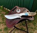 Cross Draw Sheath Hunting Knife With Rasp Steel & Antler Handle - PhishStones Products
