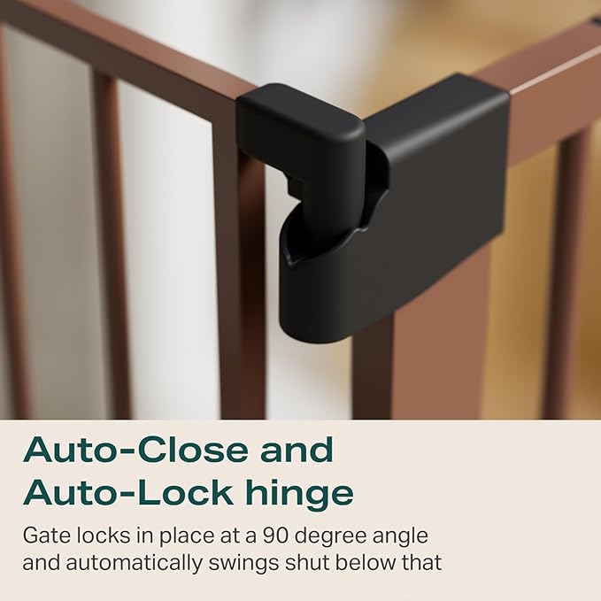 Cumbor 29.7 - 57" Extra Wide Baby Gate for Stairs, Mom's Choice Awards Winner - Dog Gate for Doorways, Pressure Mounted Walk Through Safety Child Gate for Kids Toddler, Tall Pet Puppy Fence Gate, Brown - PhishStones Products