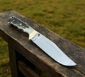 Custom Field Dressing Knife - Antler Handle & Brass Bolster - PhishStones Products