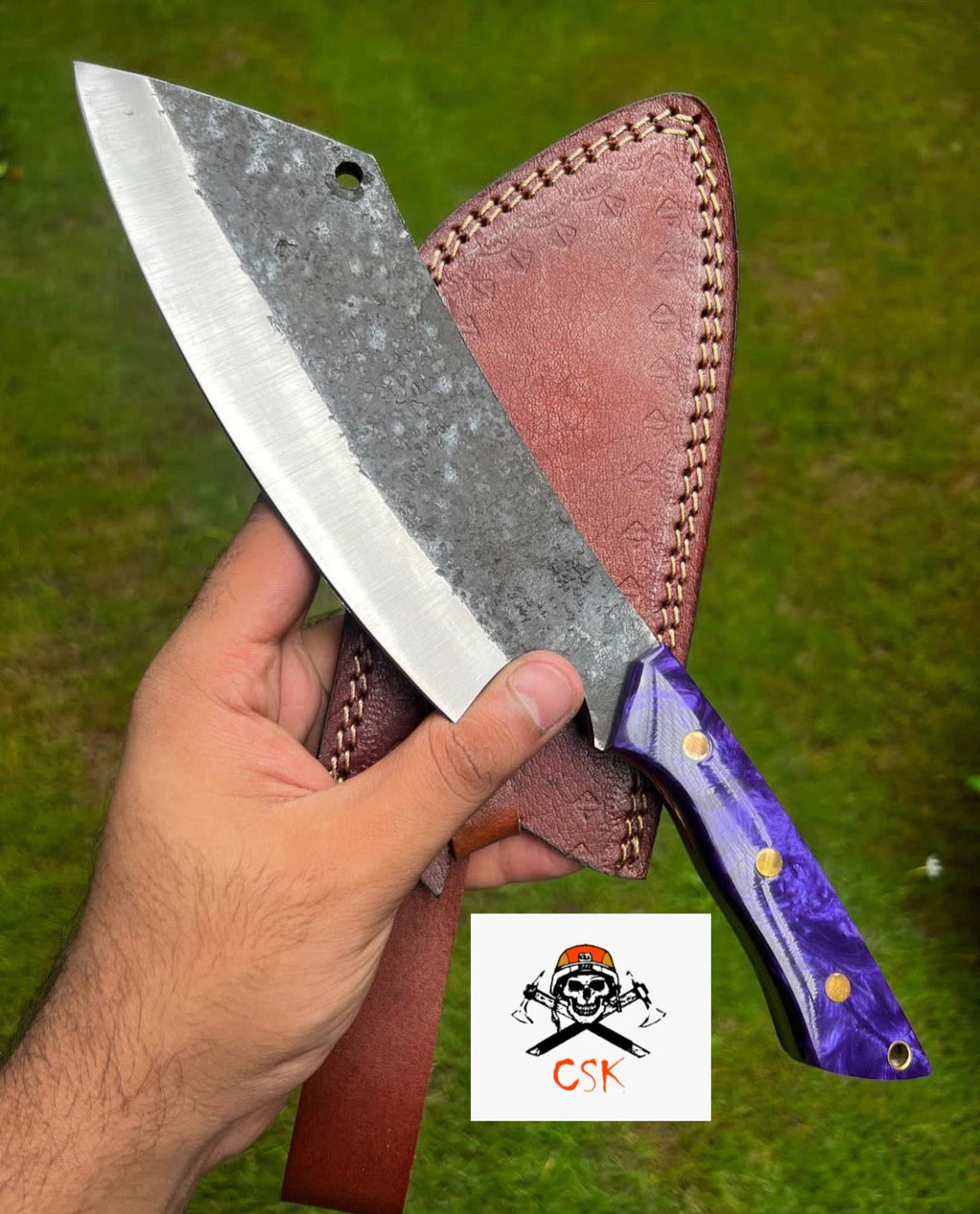 Custom Hand Forged High Carbon steel Cleaver Knife - PhishStones Products