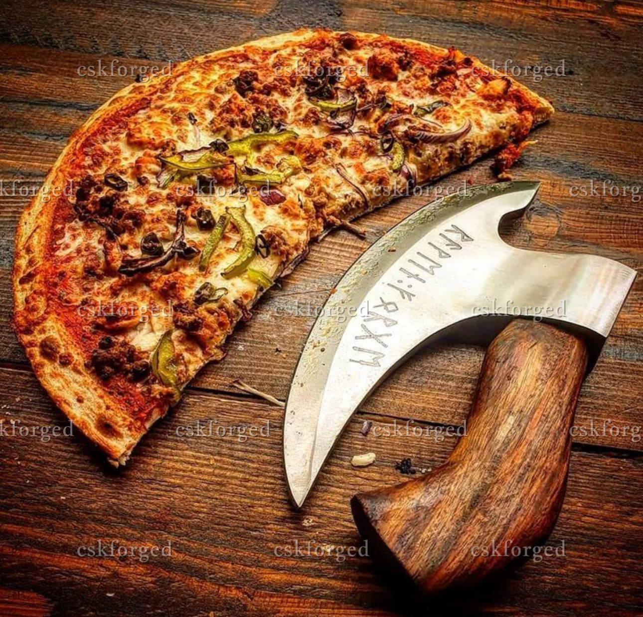 Custom hand forged pizza cutter X, Viking pizza cutter , Viking Bearded Camping cutter, Best Birthday & Anniversary Gift For Him - PhishStones Products