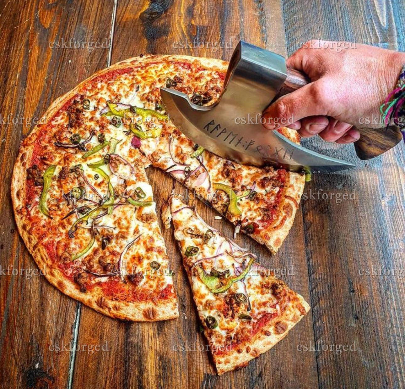 Custom hand forged pizza cutter X, Viking pizza cutter , Viking Bearded Camping cutter, Best Birthday & Anniversary Gift For Him - PhishStones Products