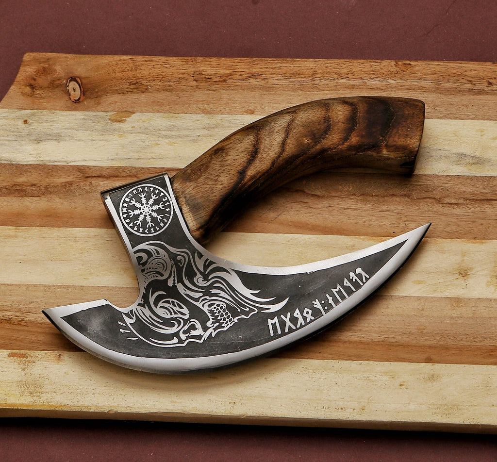 Custom hand forged pizza cutter X, Viking pizza cutter , Viking Bearded Camping pizza Cutter - PhishStones Products