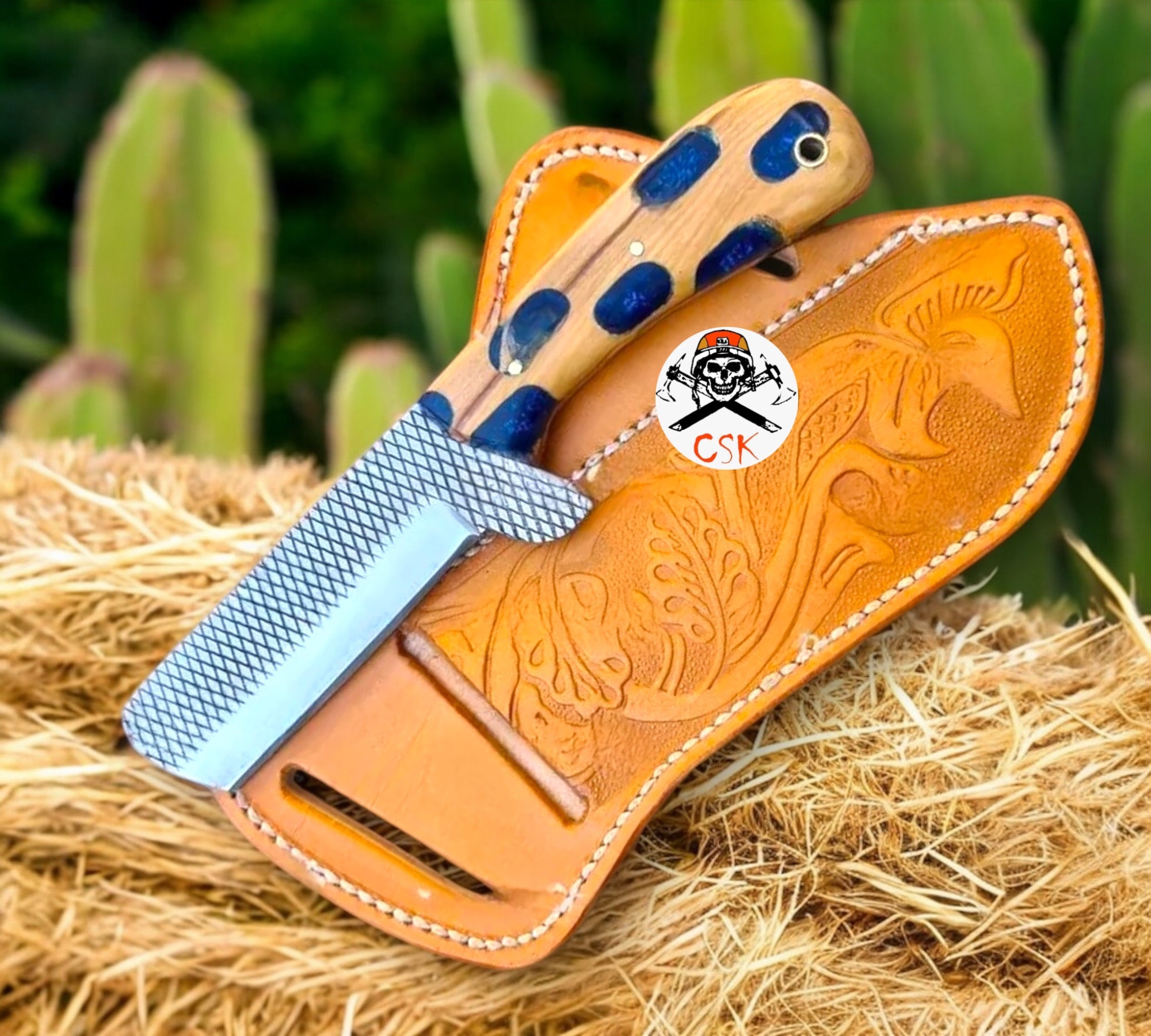 Custom Handmade Bull Cutter Cowboy Knife – Rasp Tool Steel Blade - PhishStones Products