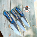 Custom Handmade Fixed Blade Knife – 8" High - Carbon Steel Blade with Epoxy Pine - Cone Handle - PhishStones Products