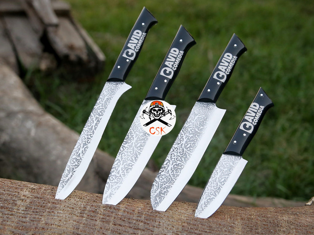 Custom Logo Handles Knives with Etching - PhishStones Products