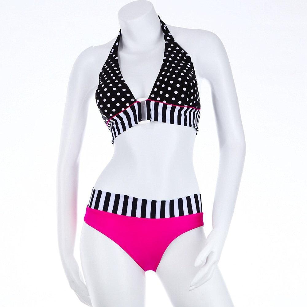 Cutest Retro Swimsuit Swimwear Vintage High Waist Swimsuit For Women Halter 2 Piece Bathing Suit Ruffle Bikini Set Tummy Control Vintage Pin Up High Waist Bikini Set For Women Swimming Bathing Suit S/M/L/XL