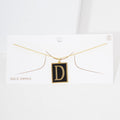 -D- Gold Dipped Enamel Rectangle Initial Monogram Pendant Necklace