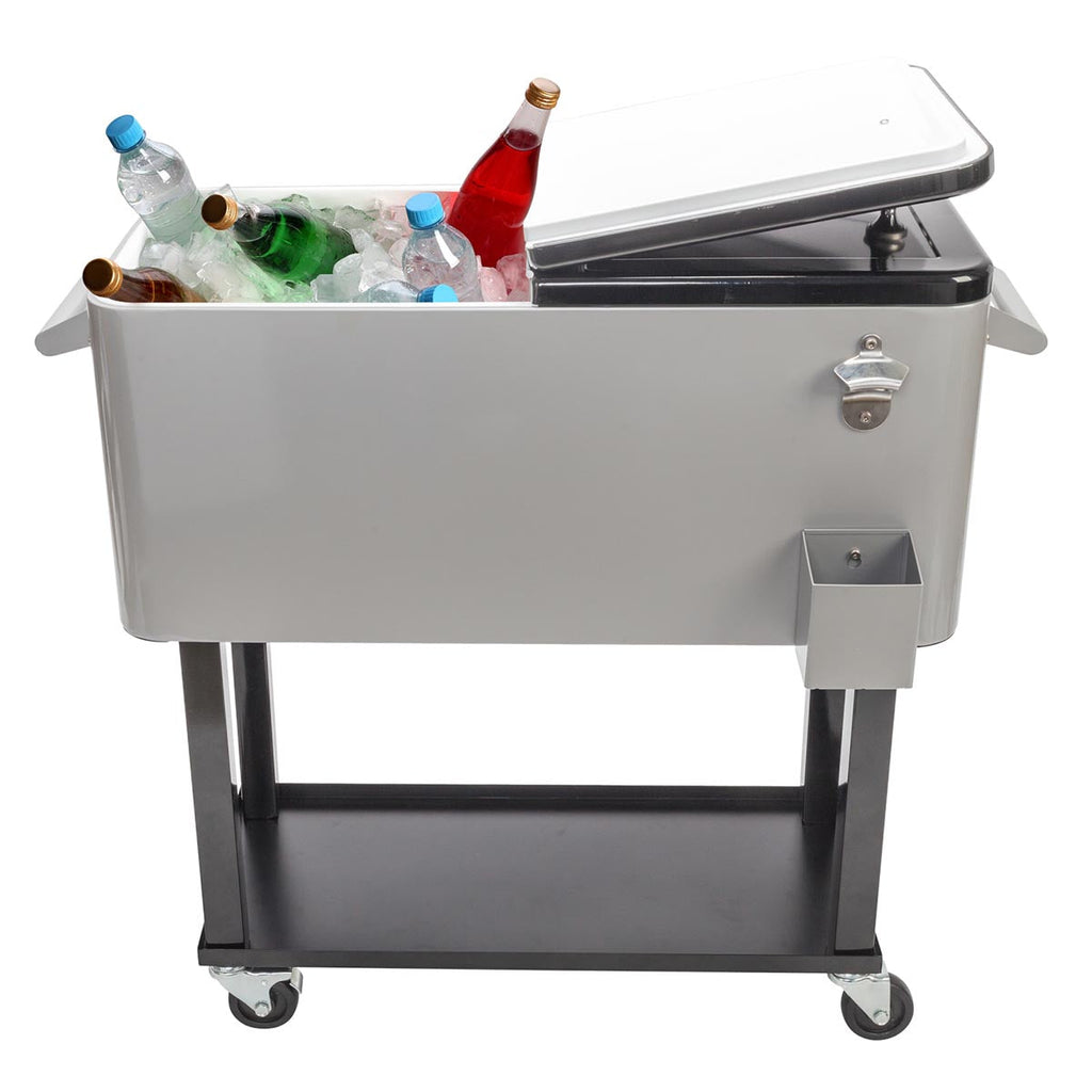Yescom 80QT Beverage Cooler Cart on Wheels Drinks Storage