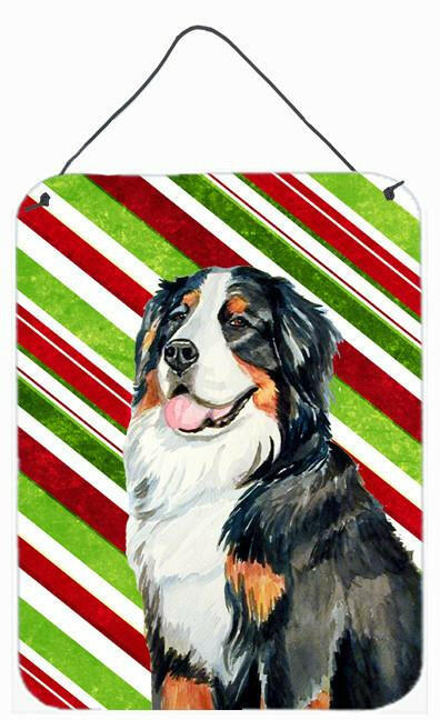 Bernese Mountain Dog Candy Cane Holiday Christmas Wall or Door Hanging Prints Aluminum Metal Sign Kitchen Wall Bar Bathroom Plaque Home Decor Front Door Plaque, 12x16, Multicolor