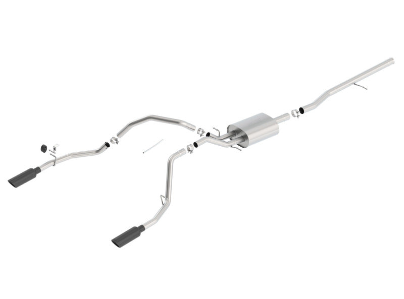 Borla 14 Silv/Sierra 1500 C/B Touring Exh/2.75in in muff 2.25inout 4inTIp SS Rear Exit-Black Chrome 140535BC