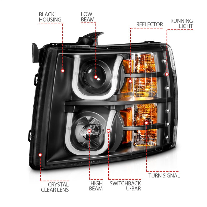 Anzo Chevy Silverado 1500 07-13 / 2500HD/3500HD Headlights W/ U-Bar Switch