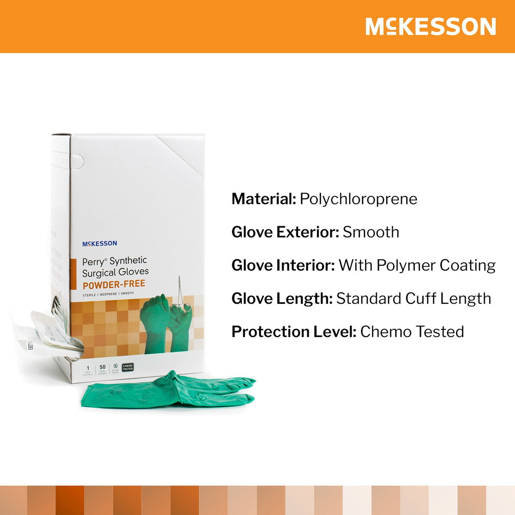 McKesson Perry® Performance Plus Polychloroprene Surgical Glove, Size 8, Green 20-2580N