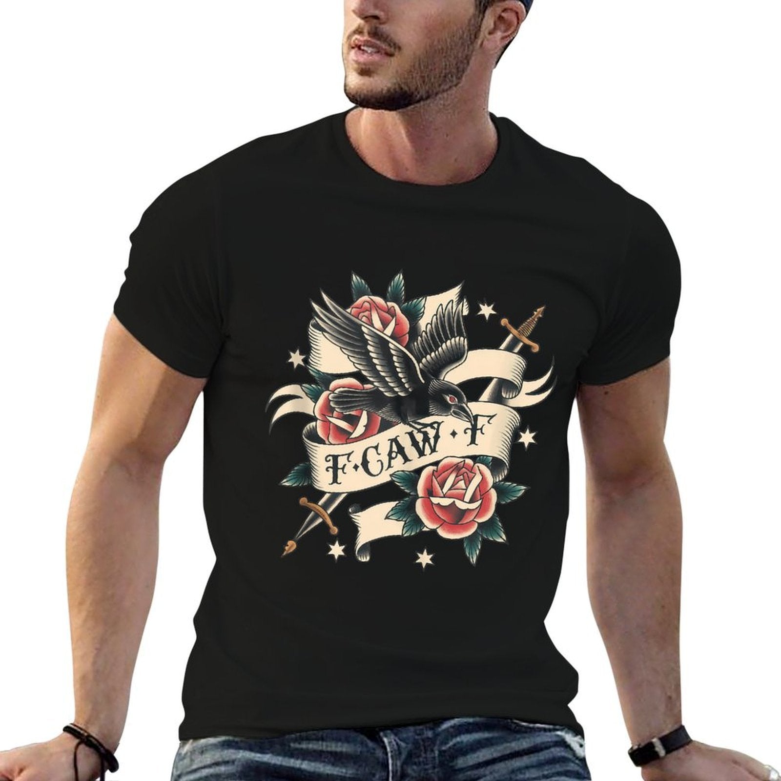 Black Crow Tshirt F Caw F Funny Black Bird Moon Gothic Humor  Lightweight T-Shirt