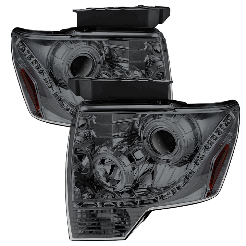 SPYDER Xtune Ford F150 09-14 Projector Headlights Halogen Model Only LED Halo Smoke PRO-JH-F15009-LED-SM 5079954