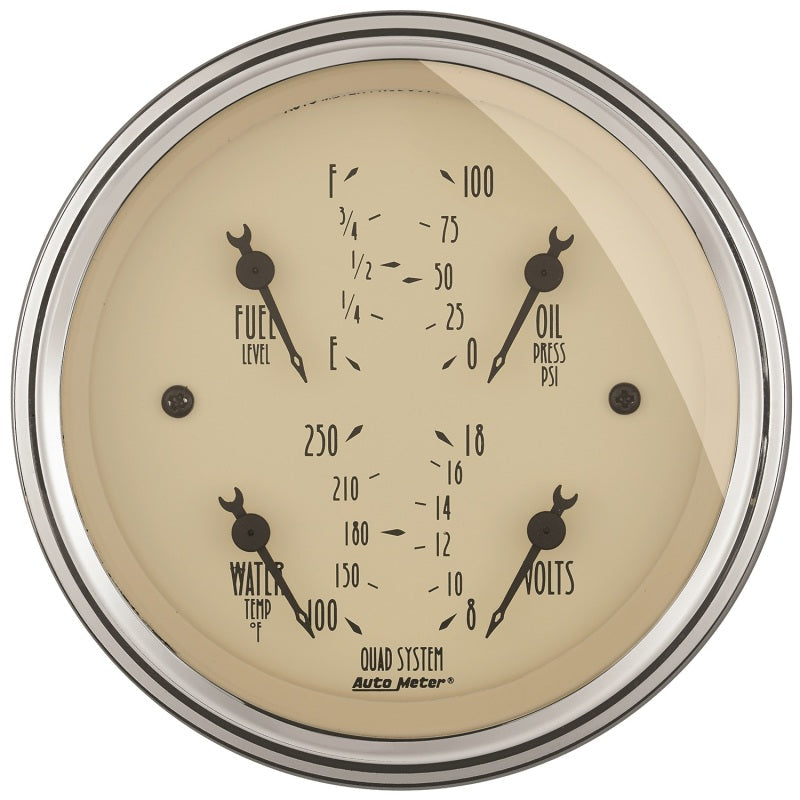 AutoMeter Gauge Kit 2 Pc. Quad & Speedometer 3-3/8in. Antique Beige 1800