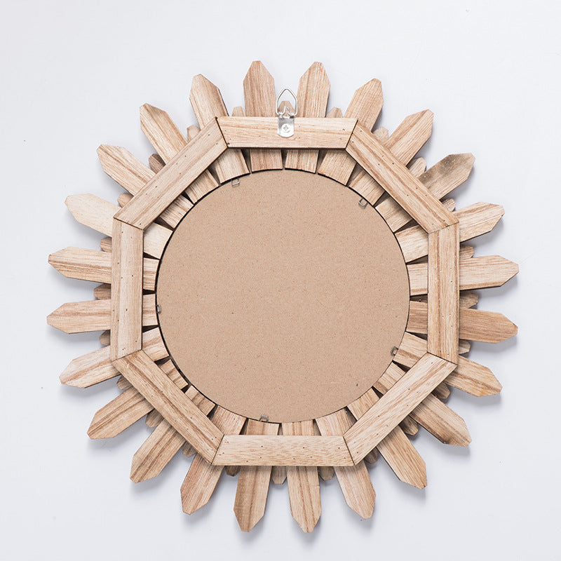 European-style Solid Wood Handmade Finish Hanging Mirror Homestay Hotel Entrance Decoration Hanging