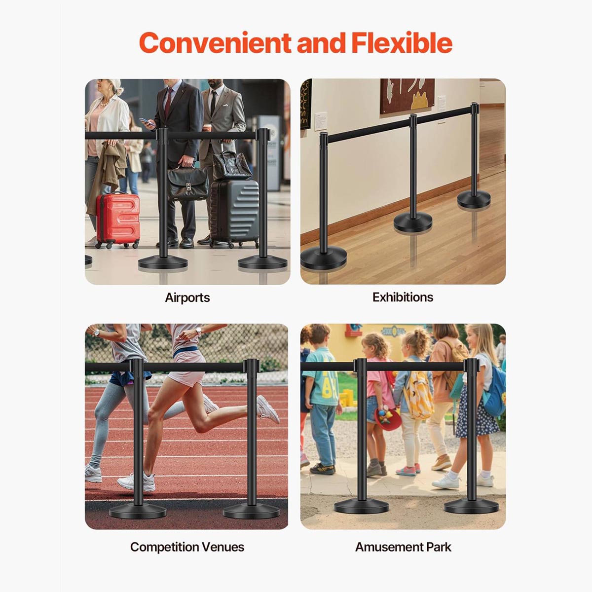Yescom 6pcs Crowd Control Stanchions with 6.5ft Retractable Belt