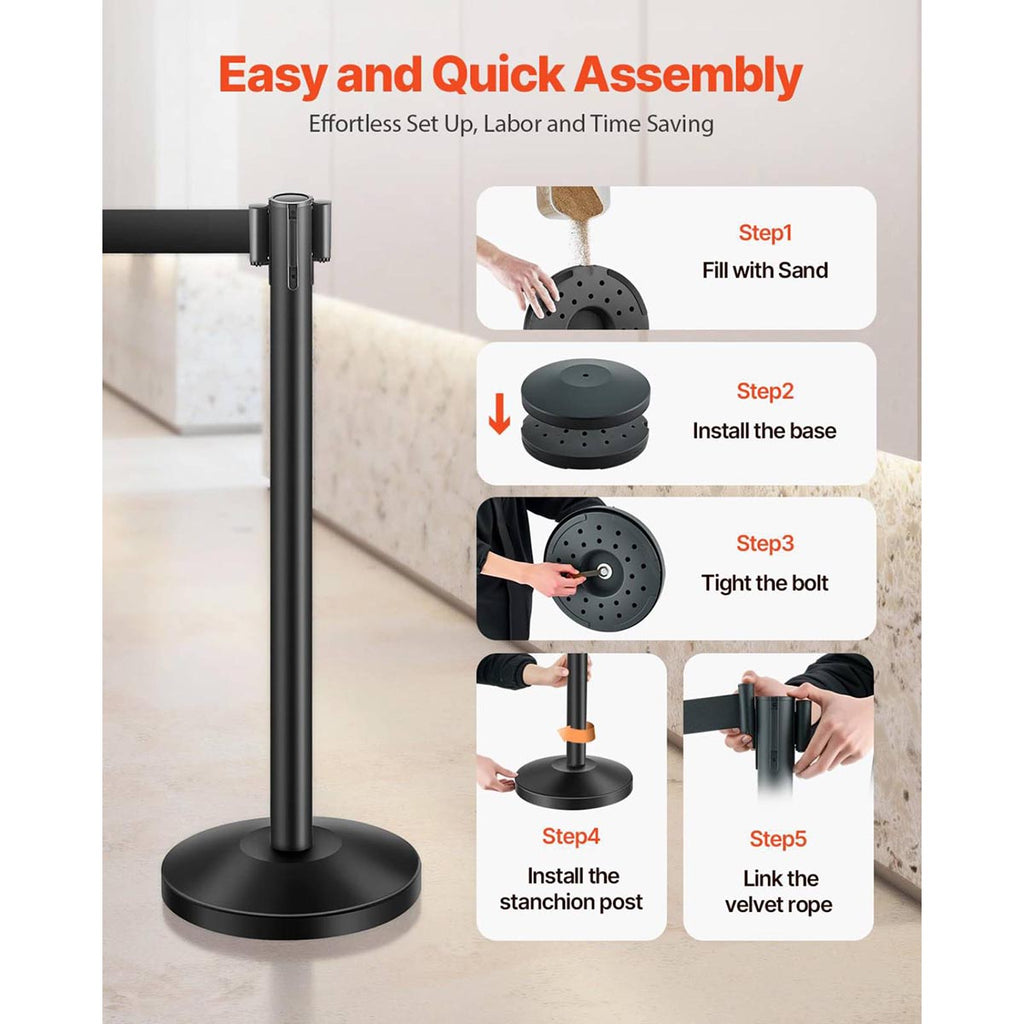 Yescom 6pcs Crowd Control Stanchions with 6.5ft Retractable Belt