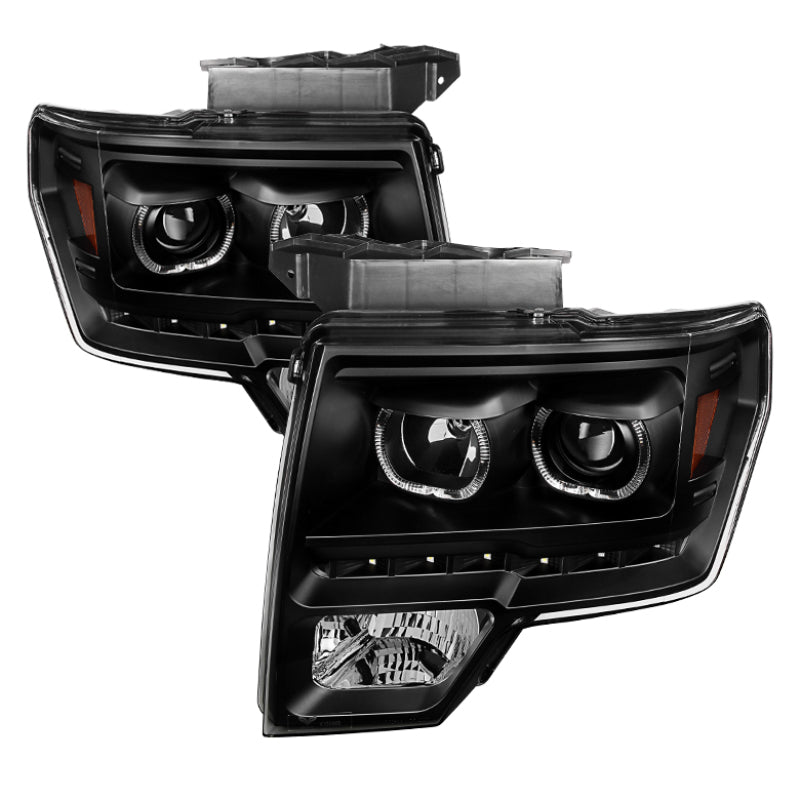 SPYDER Xtune Ford F150 09-14 Projector Headlights Halogen Model Only LED Halo Black PRO-JH-FF15009-CFB-BK 9032226