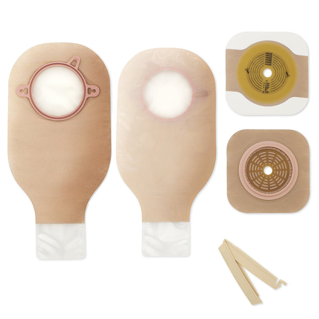 New Image™ 19104 2-Piece Clear Ileostomy/Colostomy Pouch, 70 mm Flange, Blue 19104