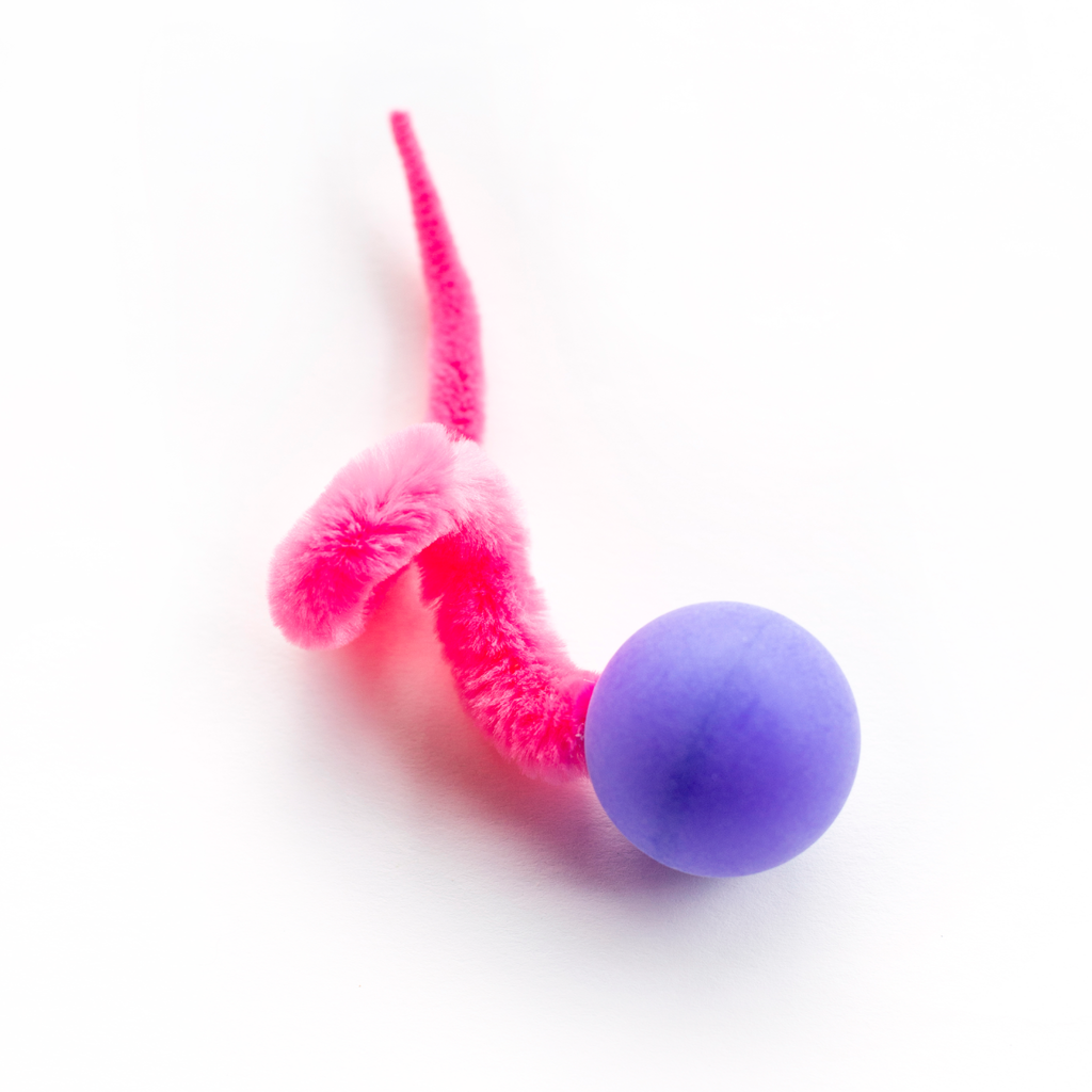 🐱🏓 Wiggly Ping Pong Cat Toy – Rattle Ball with Corkscrew Tail