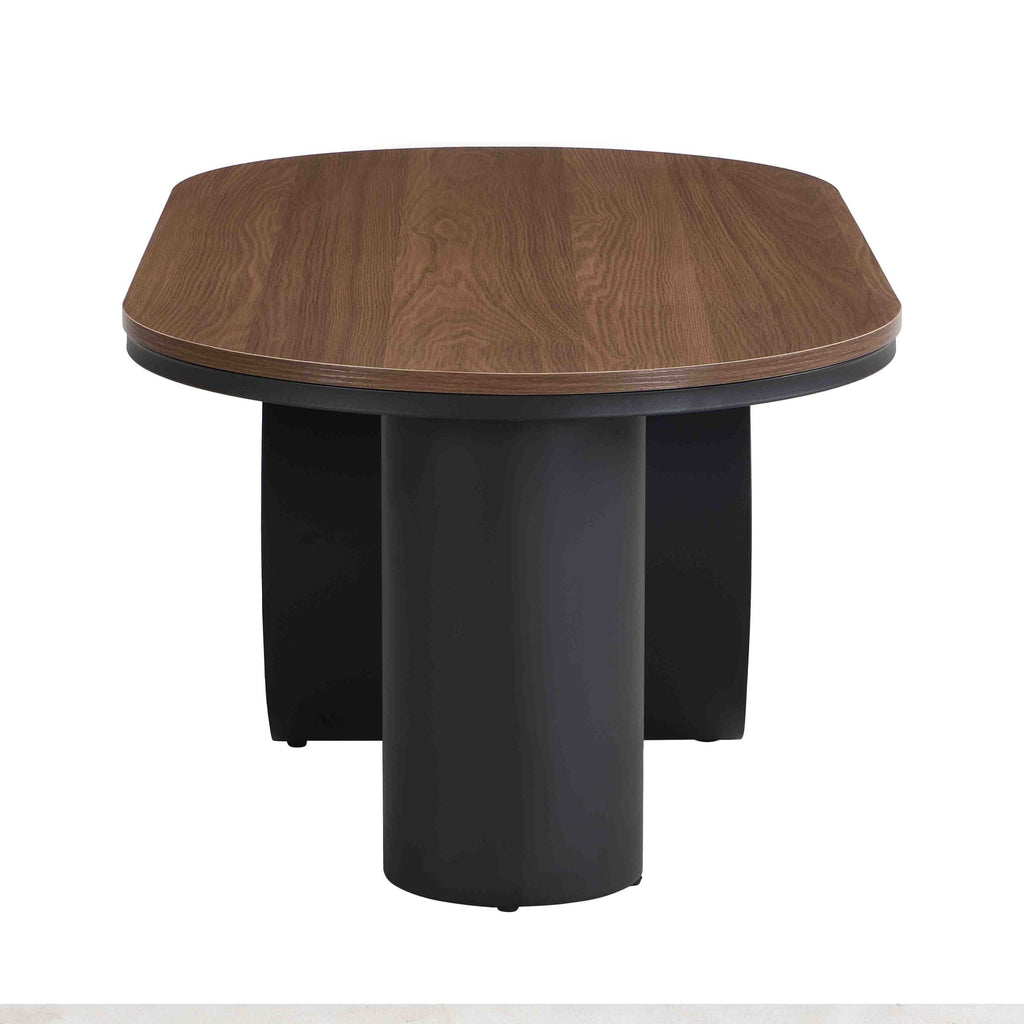 Luxury Industrial Oval Coffee Table, 47.24'' Coffee Table with Storage Drawer, Black Metal Center Table for Living Room